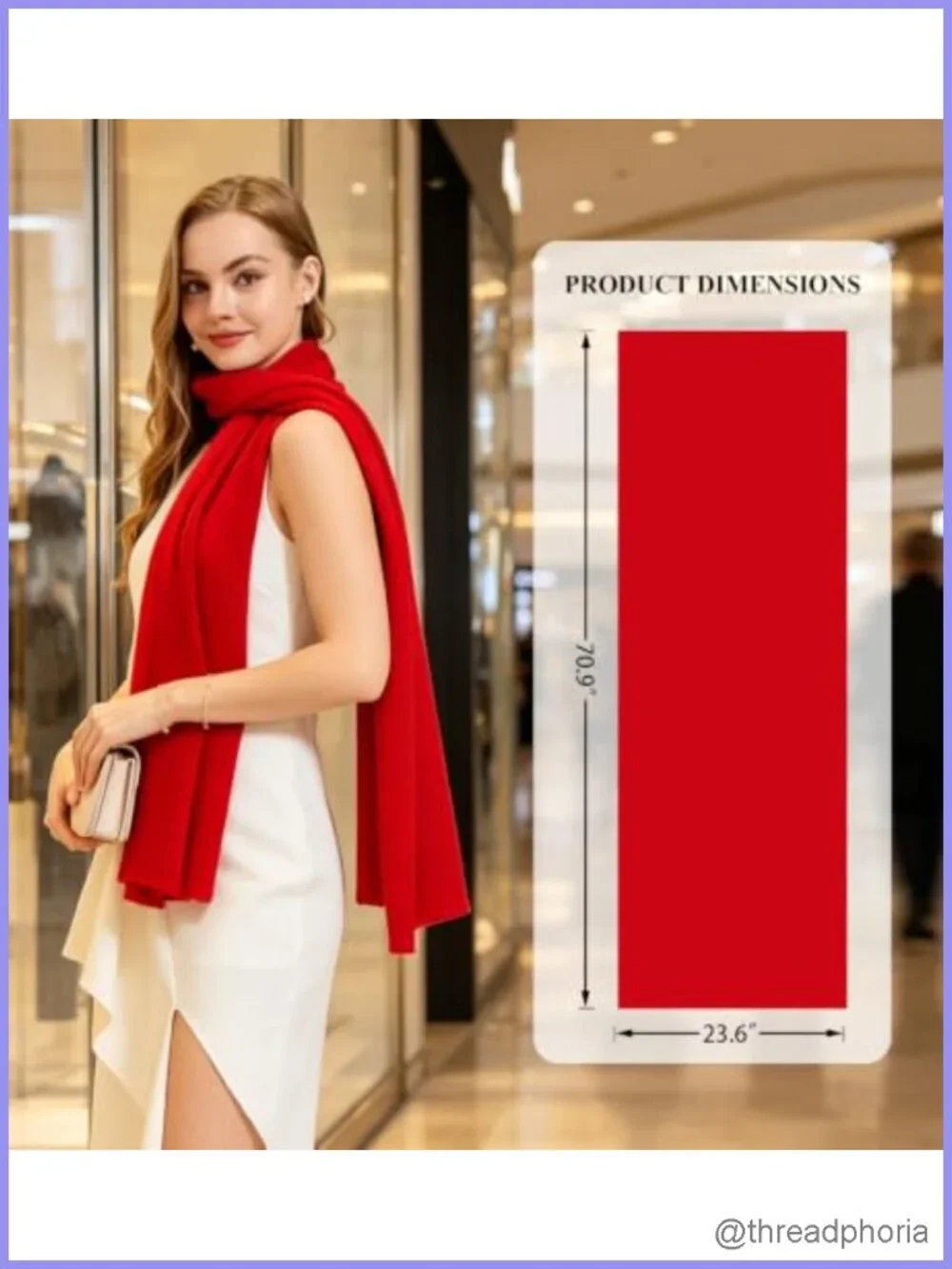 100% Cashmere Wrap Shawl for Women, Lightweight Blanket Scarf 71x24, Travel
